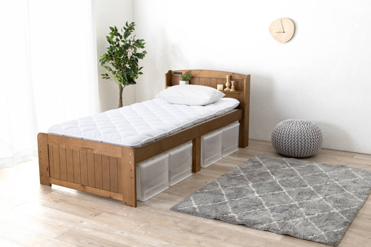 ベッド シングル 高さ調節 3段階 木製 すのこ （ ベット 天然木 ベッド