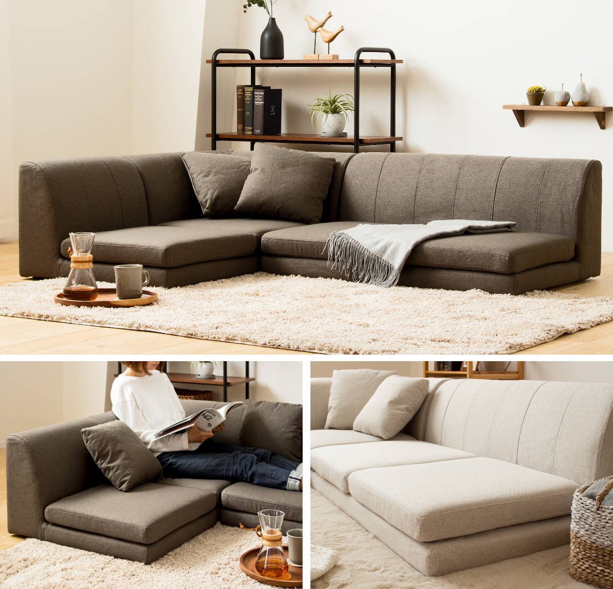 dショッピング |フロアソファ 3点セット L字 コーナー （ ソファー