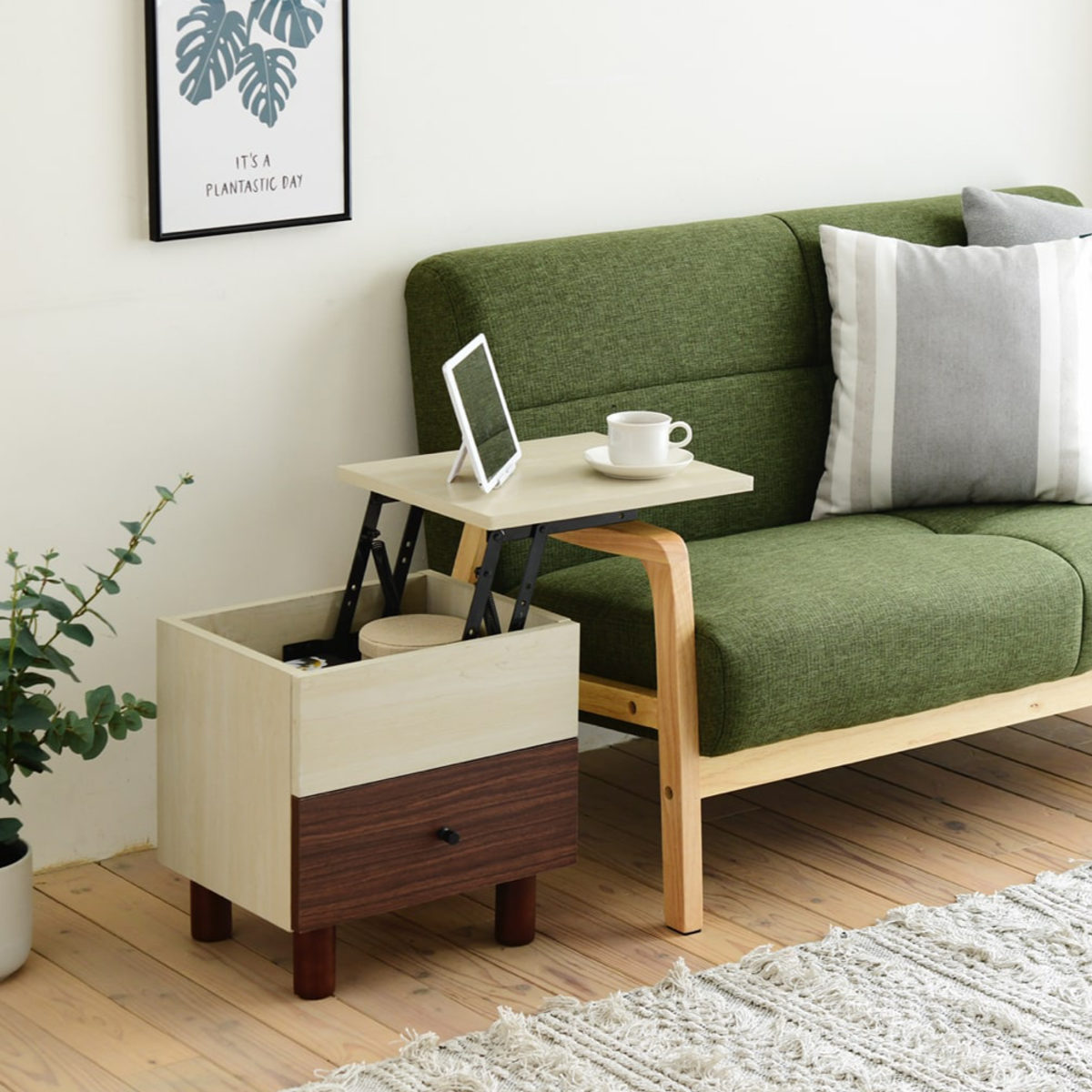 dショッピング |リフトアップテーブル サイドテーブル ツートーン 幅