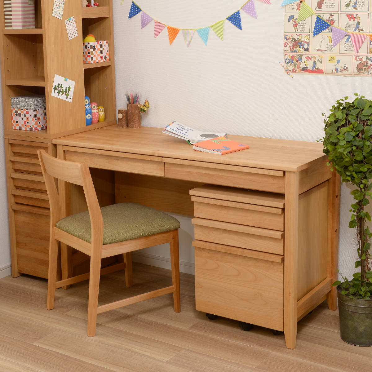 学習机 幅120cm 引出し付 トライA （ デスク 学習デスク 机 勉強机