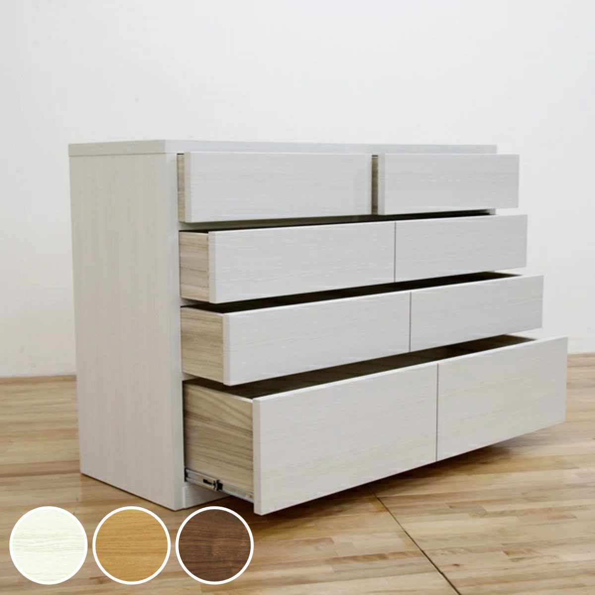 チェスト 4段 ワイド シンプルデザイン 化粧地板入り 日本製 約幅121cm