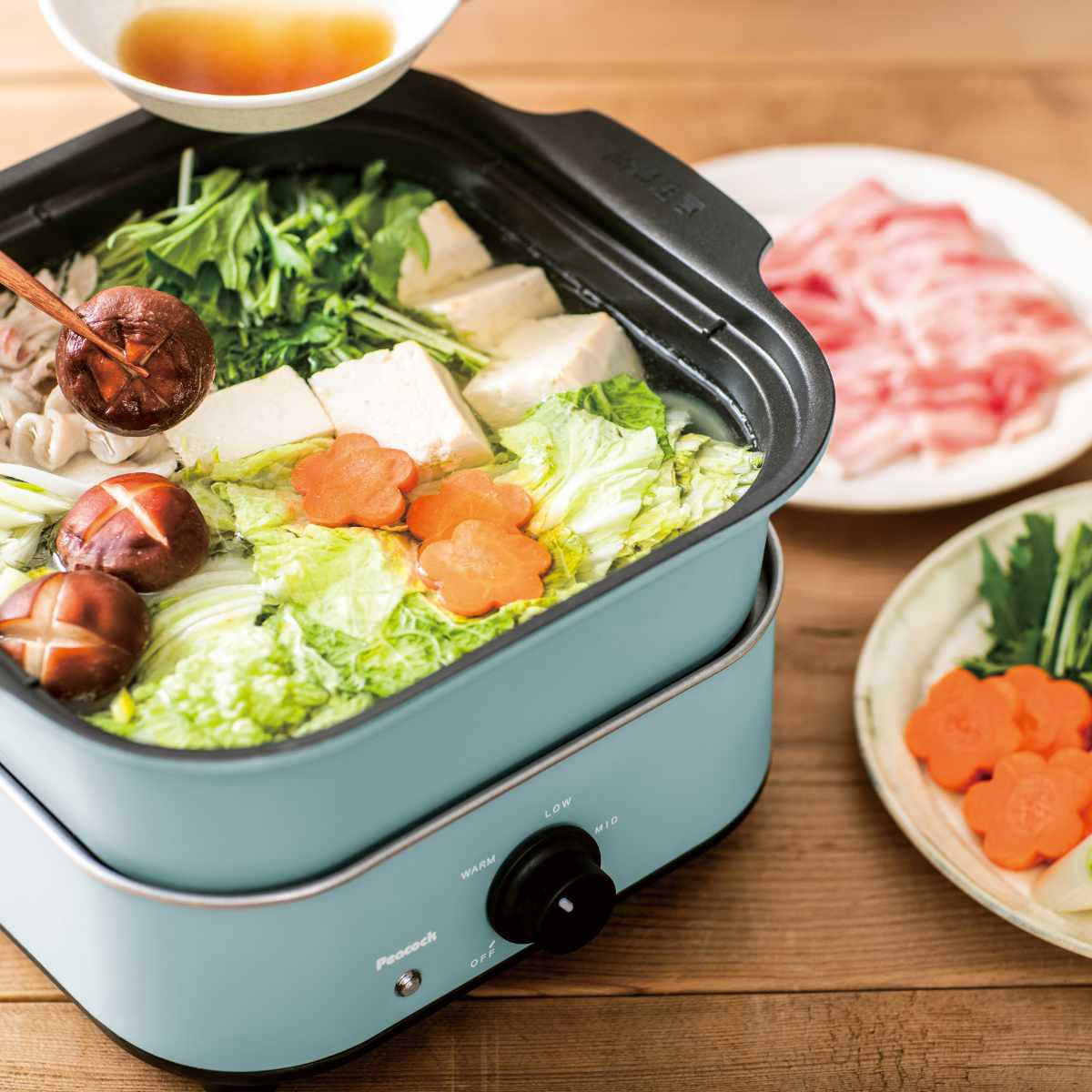 コンパクトグリル鍋 電気鍋 ピーコック （ 卓上鍋 電気 鍋 調理家電