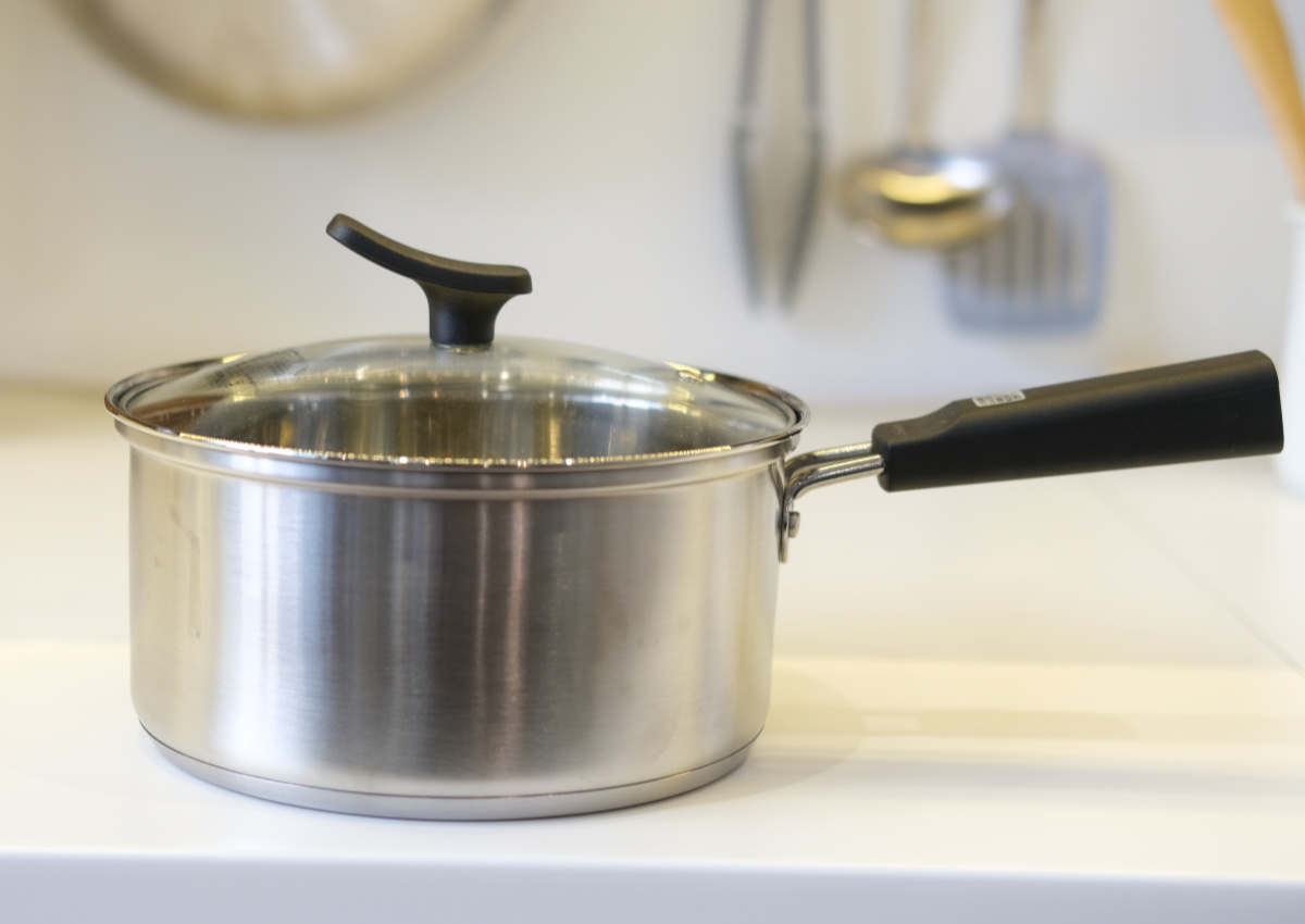 片手鍋 16cm IH対応 チーノ ステンレス製 3層底 ガラス蓋付き （ なべ