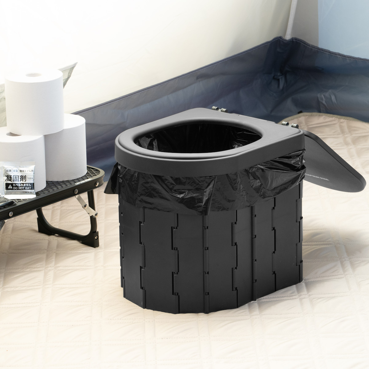 簡易トイレ ポータブルトイレ D型 折りたたみ コンパクト ゴミ袋 凝固