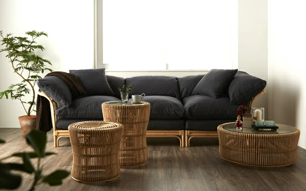 籐 ローテーブル ラタン 円形 軽量 天然素材 （ ラタンテーブル ロー