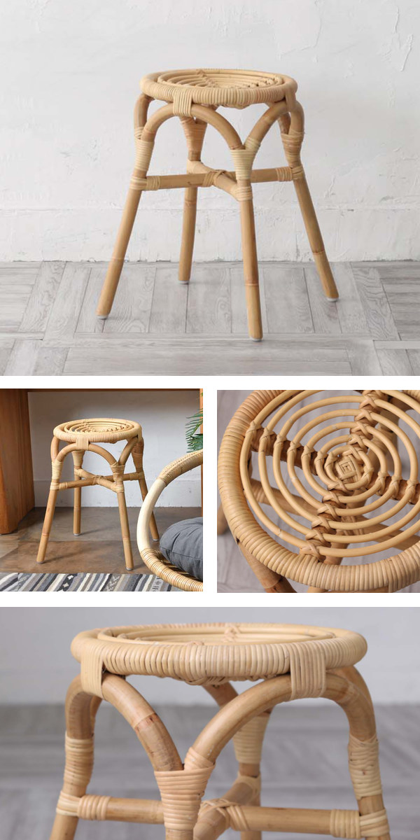 籐 ラタンスツール 渦巻座面 Breeze 座面高45cm （ ラタン ラタン