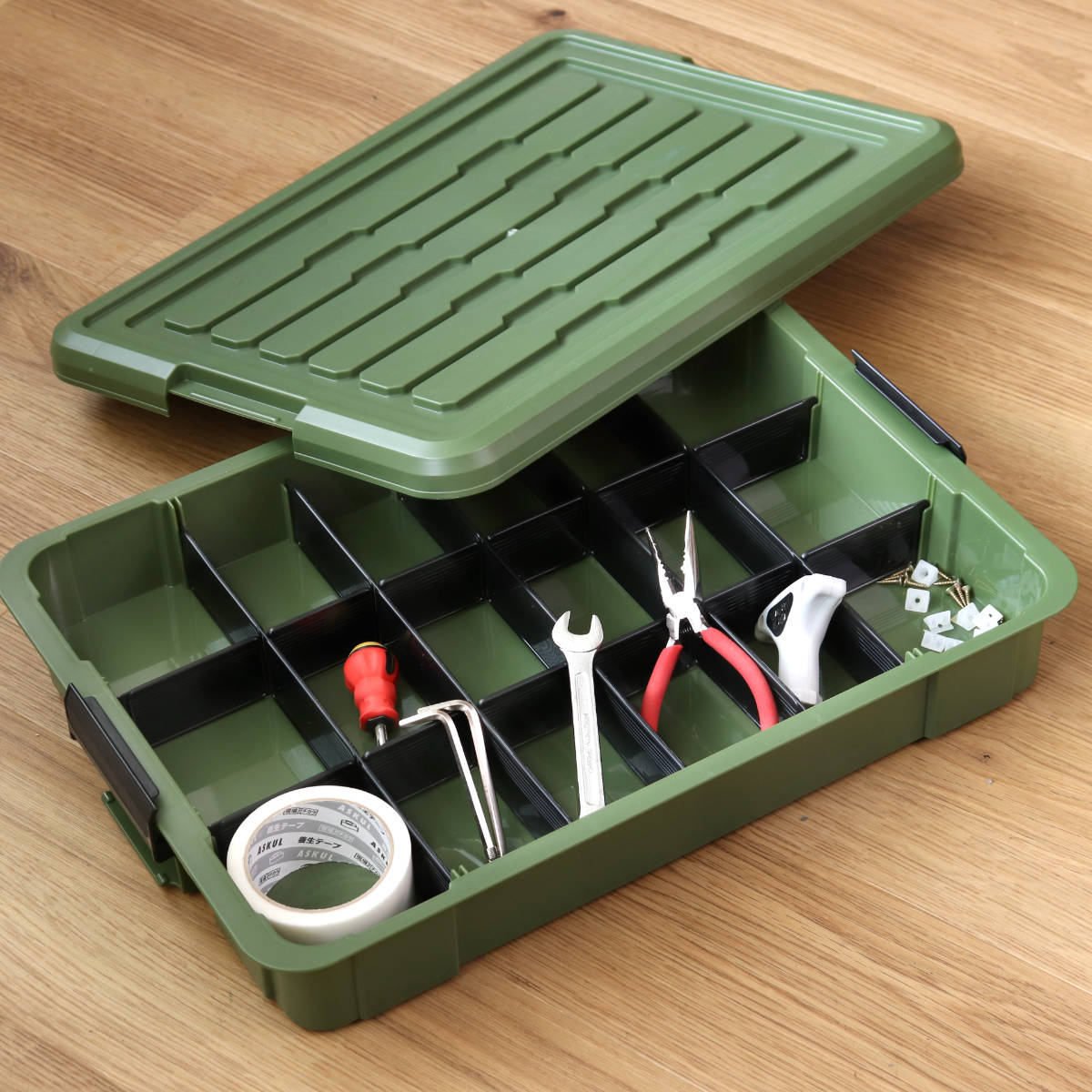 収納ボックス Nタフコン ATC-54-09 フタ付き 幅39×奥行54×高さ9cm