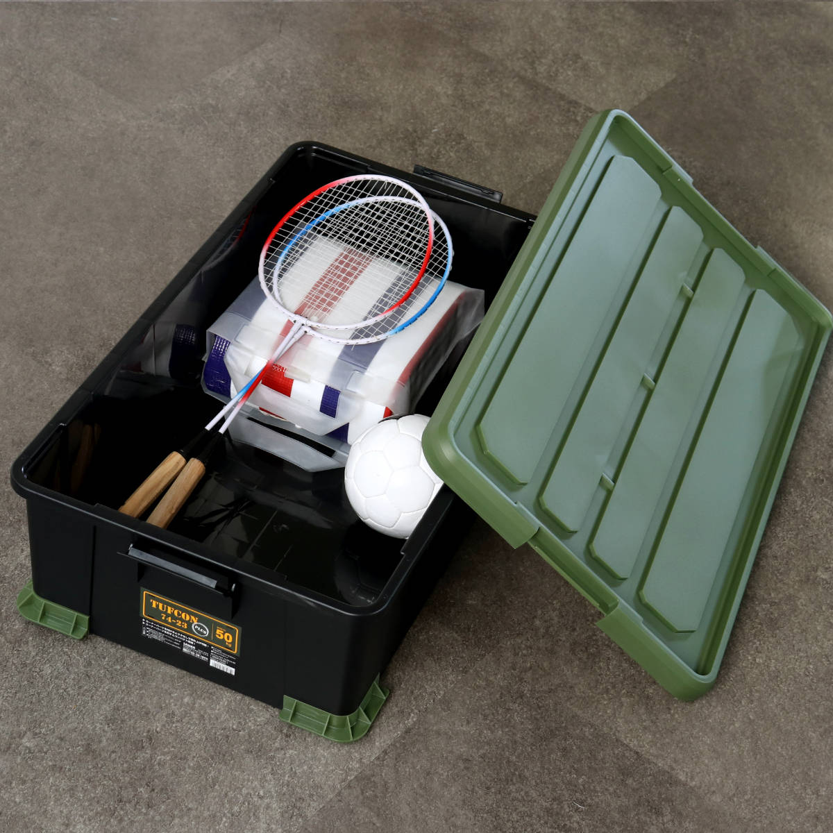 収納ボックス Nタフコンプラス ATCP-74-23 フタ付き 幅44×奥行74×高さ