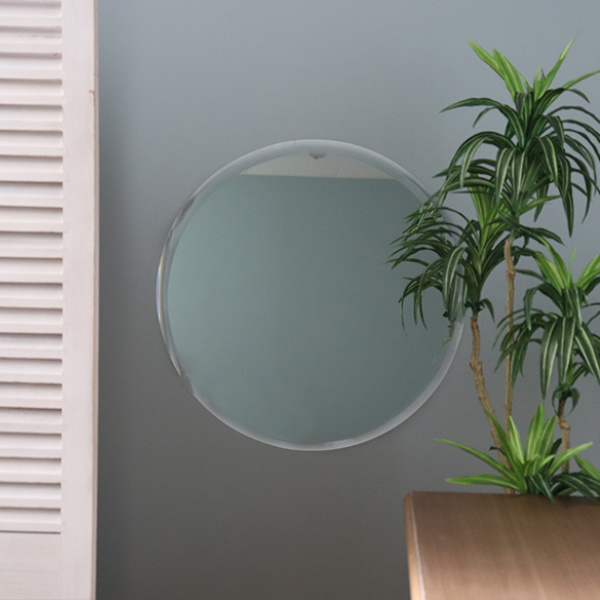 ミラー 壁掛け 直径50cm ウォールミラー 丸 円形 ノンフレーム 鏡