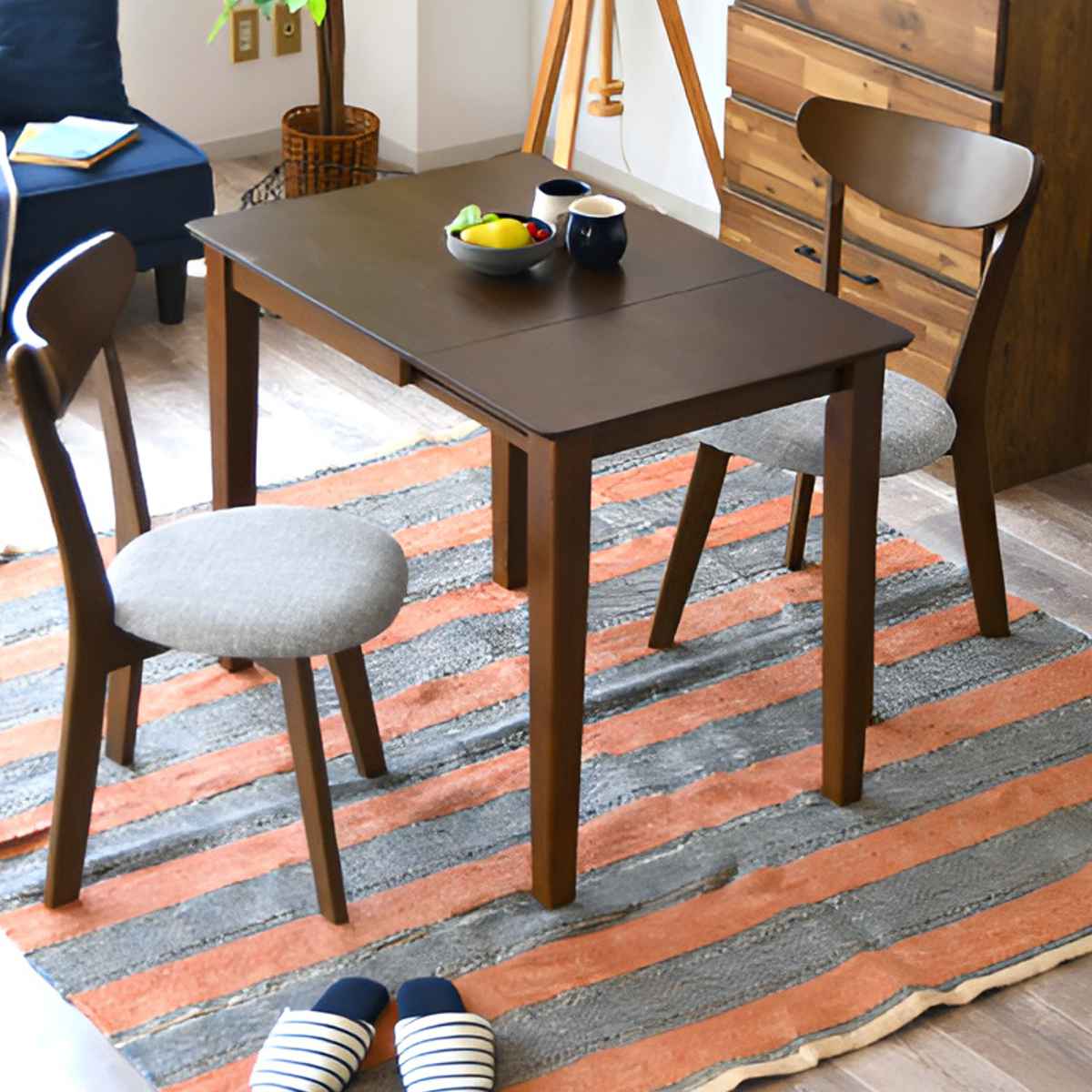 ダイニングテーブル 伸長 幅60/90cm 2人掛け 木製 （ 折りたたみ 伸長