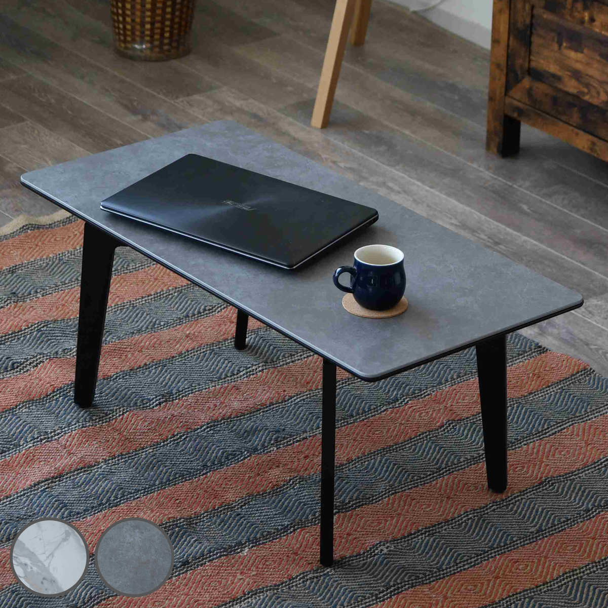 センターテーブル 幅120cm セラミック天板 サーブルツー （ 石目調