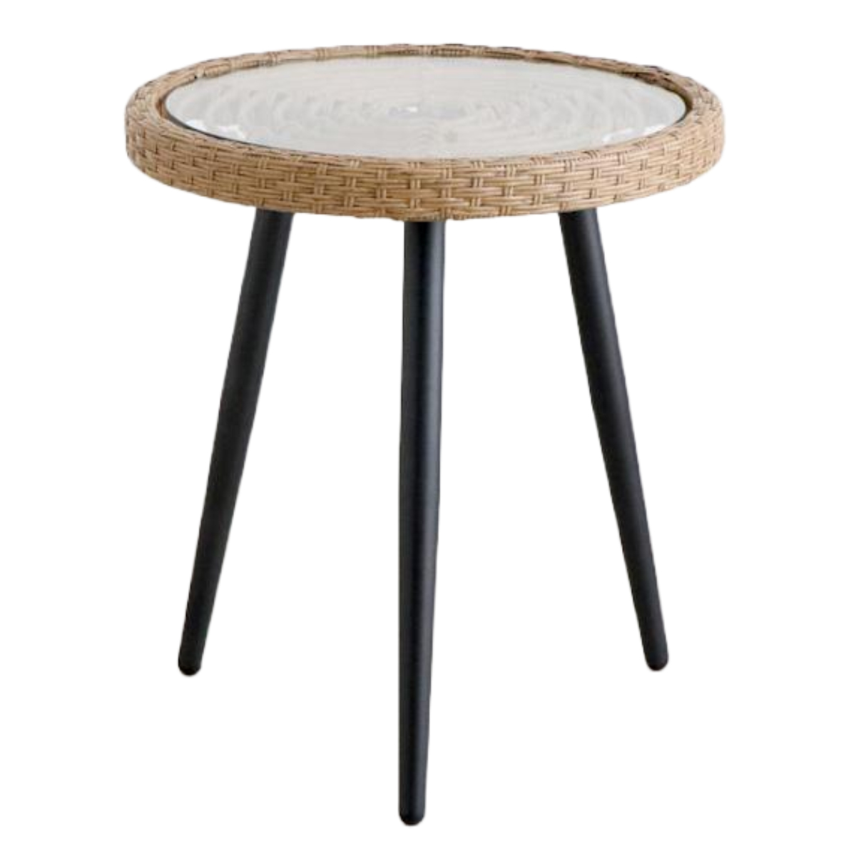 dショッピング |サイドテーブル 高さ55cm ガラス天板 ラタン風 籐家具