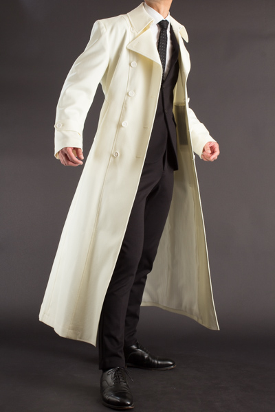 白いロングコート、ナポレオンコート オフホワイト 135 【ロングコート