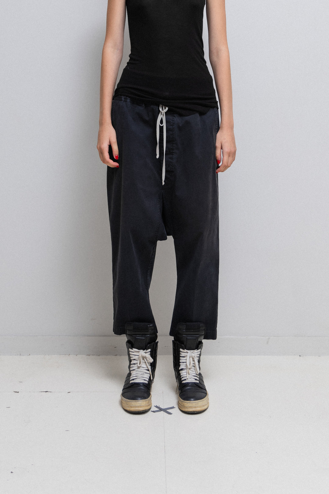 RICK OWENS - FW16 « MASTODON » Low crotch drawstrings cotton pants