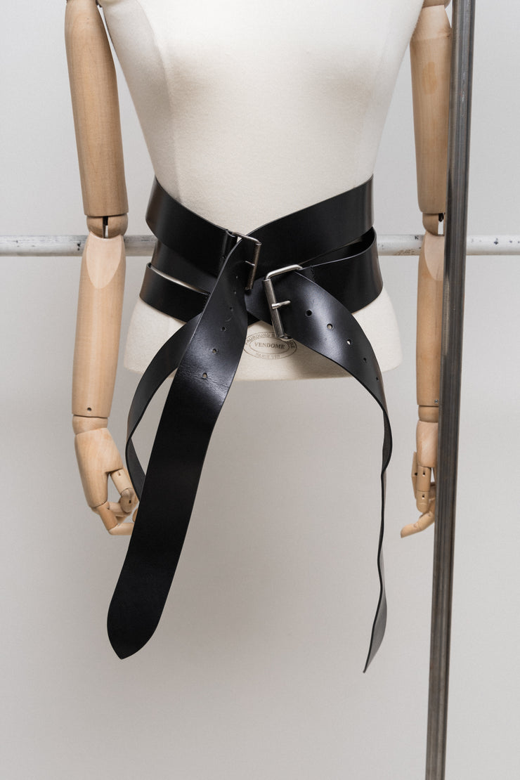 ANN DEMEULEMEESTER - FW18 Leather triple corset belt (runway) – L