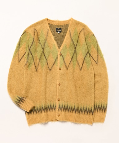 Mohair Cardigan - Argyle(L(MEN) Mustard/マスタード): NEEDLES
