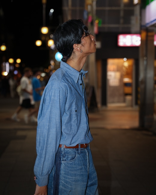 A.PRESSE BB Washed Chambray Shirt [Indigo]