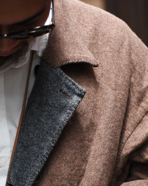 The crooked Tailor Reversible over jacket [mocha×bk gray]