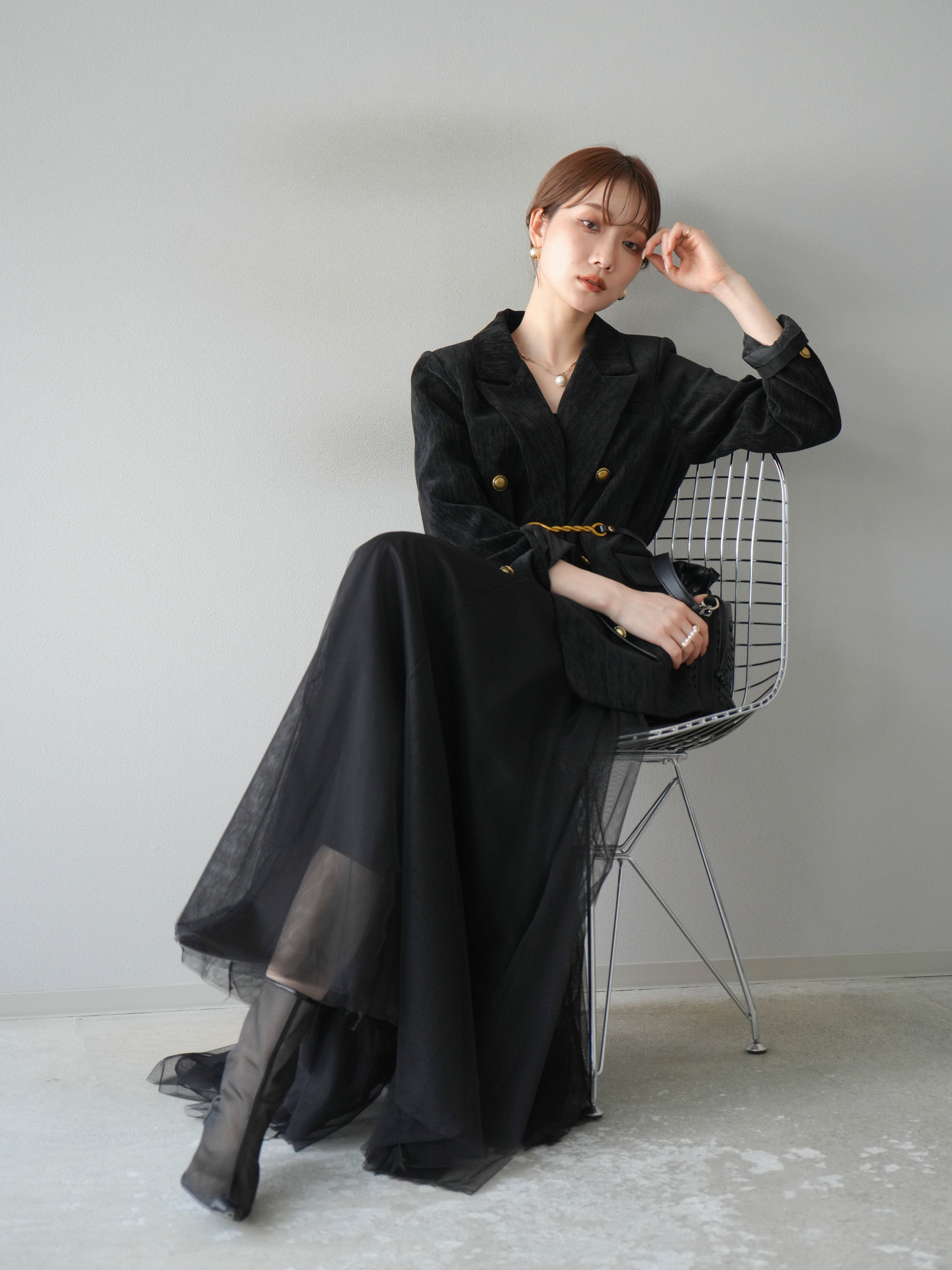 予約]ベロアダブルジャケット/ブラック – Lumier