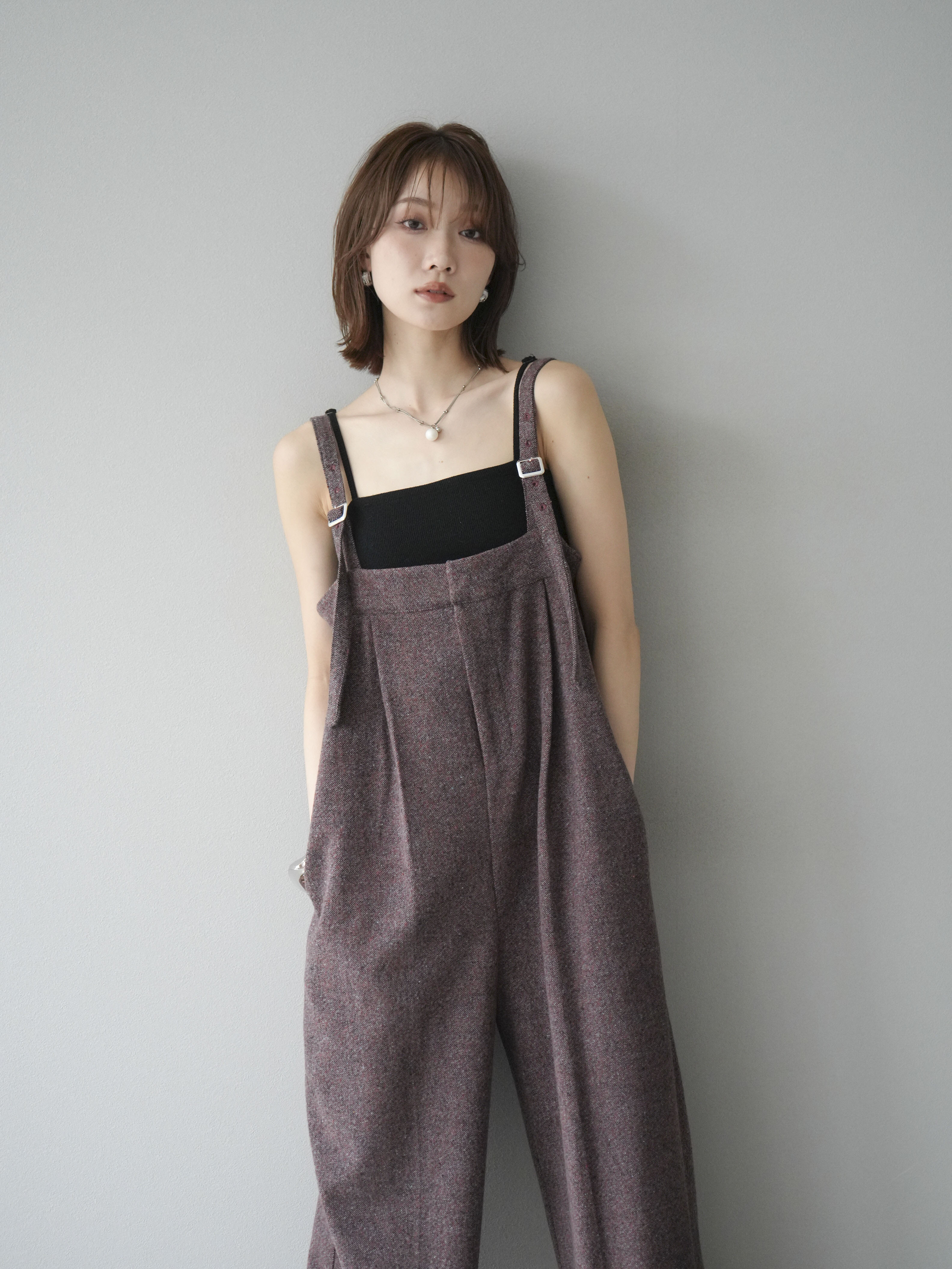 予約]ツイードベアサロペット/オレンジ – Lumier