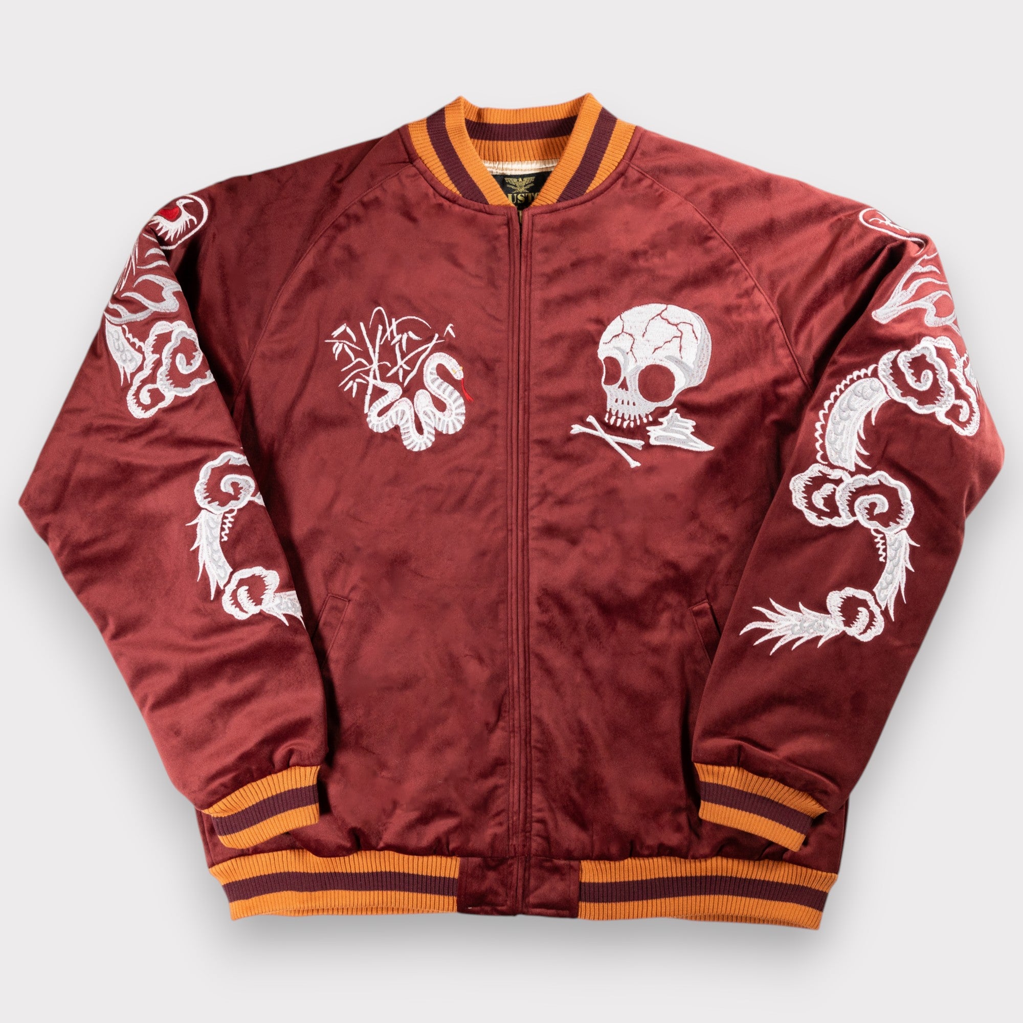 Houston - Velveteen Sukajan Jacket - Skull - Maroon – Lune Noir