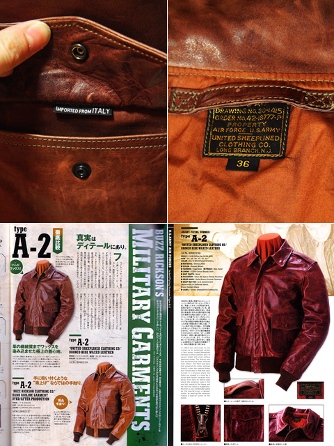 BuzzRicksons（バズリクソンズ） 】 A-2 “ UNITED SHEEPLINED CLOTHING