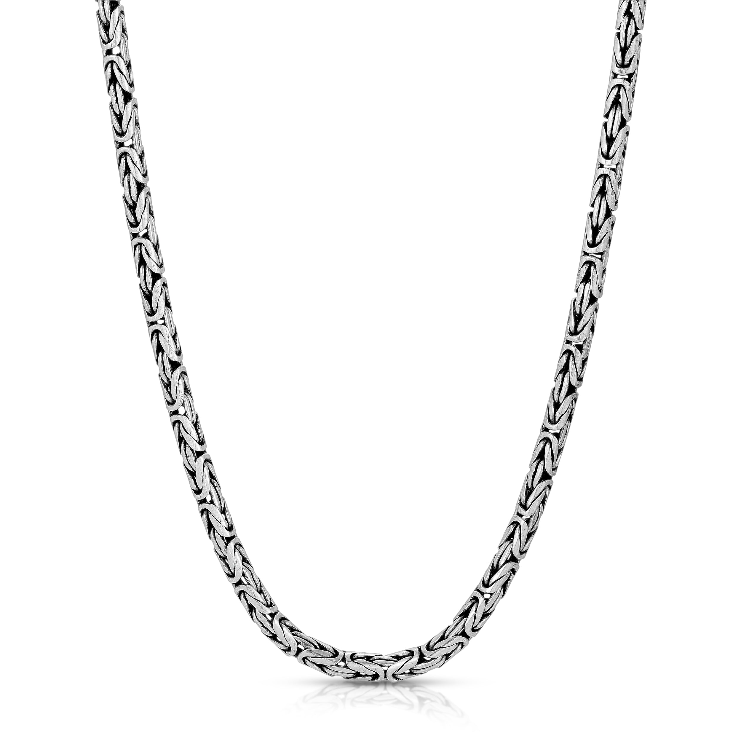 3.5mm Oxidized Byzantine Chain Sterling Silver - Luke Zion Jewelry