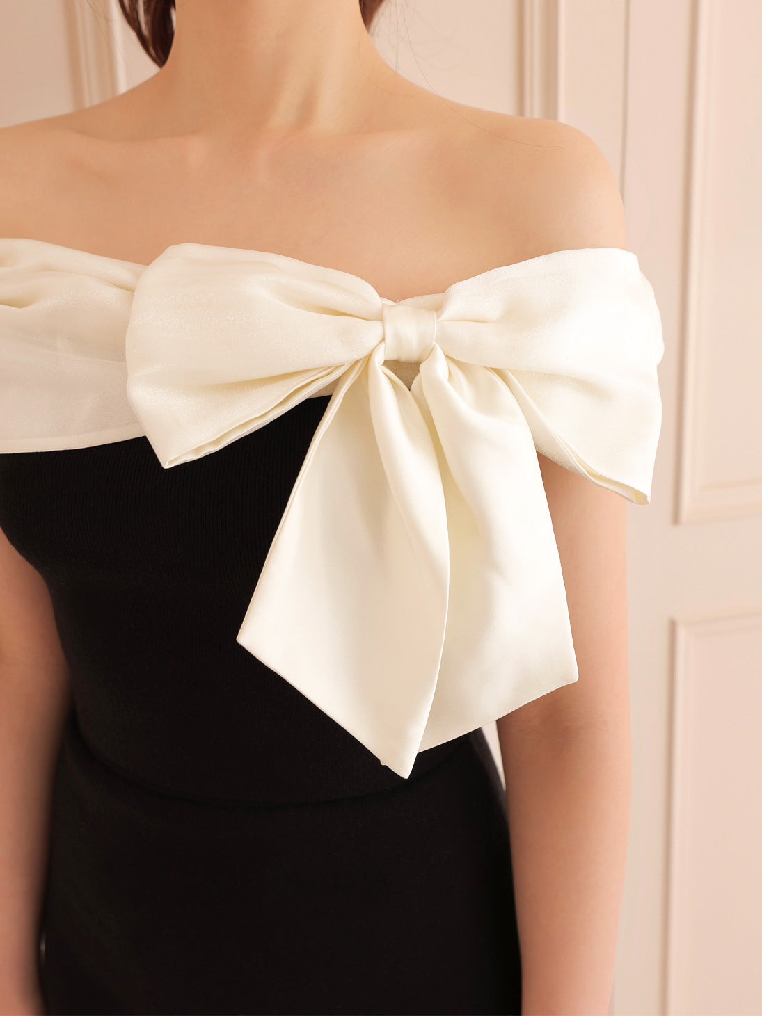 Ribbon docking off shoulder knit tops(eme10491) – M me eme