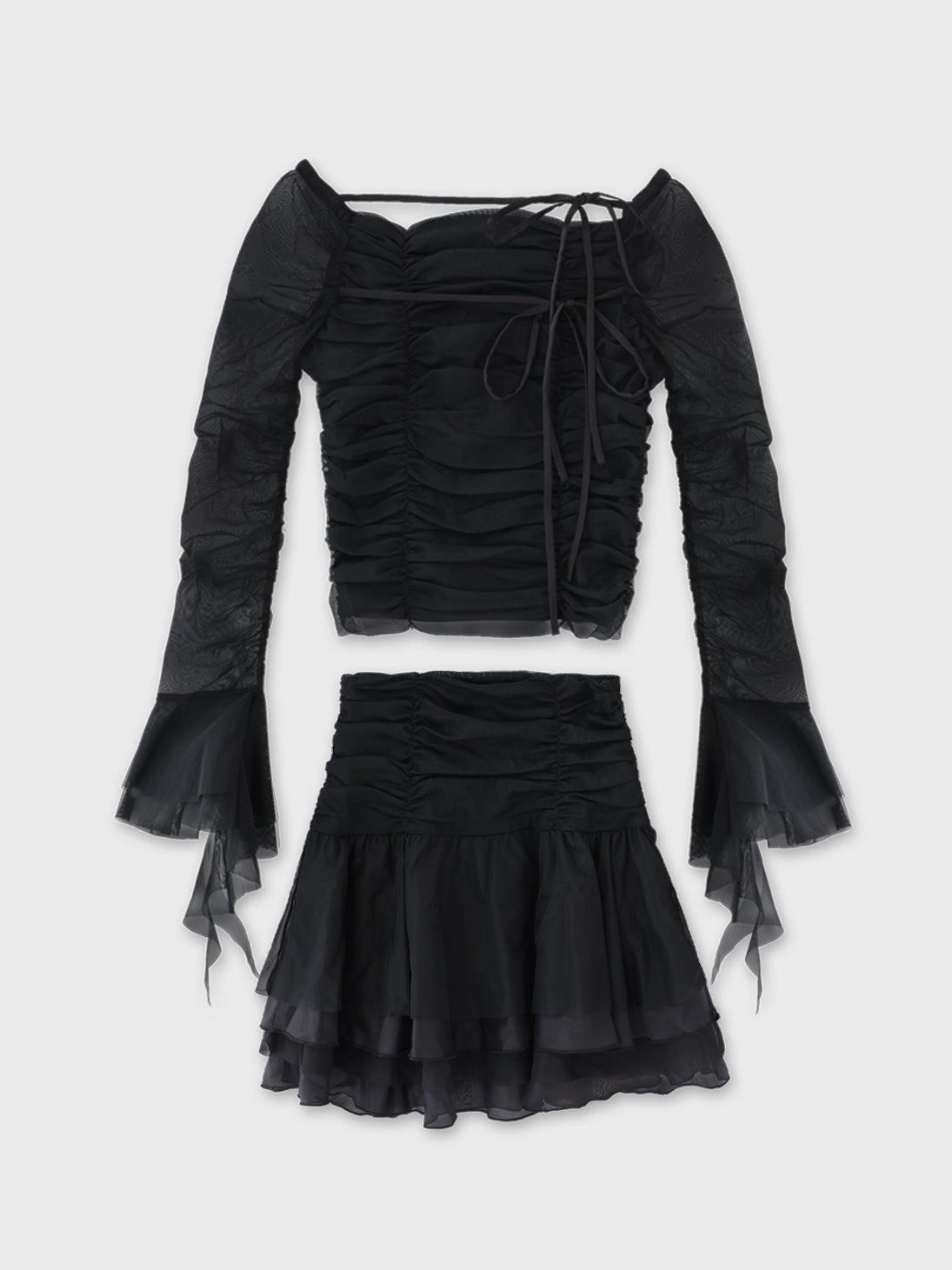 Chiffon mesh gathered setup(eme10765) – M me eme