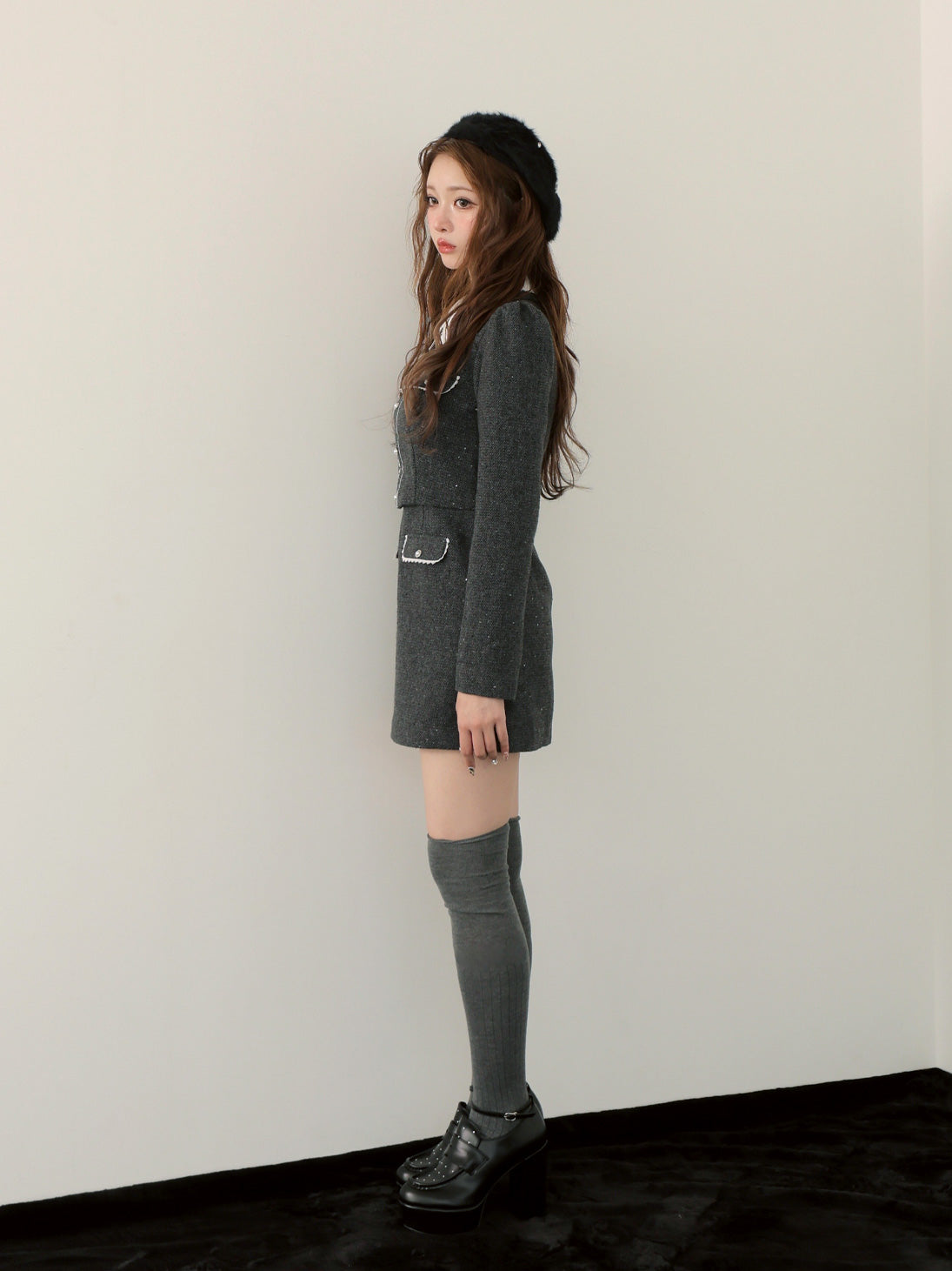 Wool herringbone mini onepiece(eme10781) – M me eme