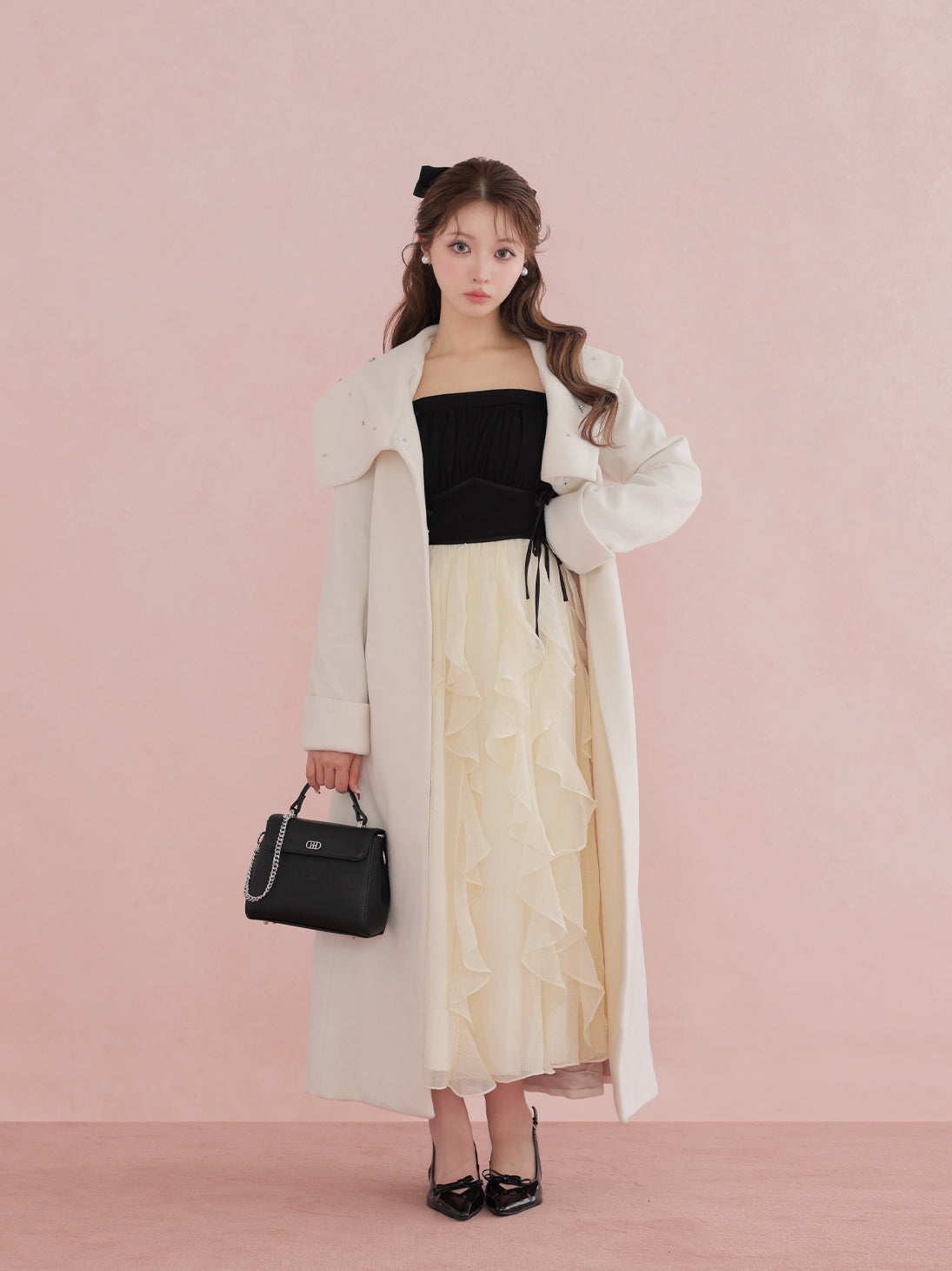 Ruffle frill chiffon docking onepiece(eme10769) – M me eme