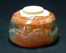 Amazon.co.jp: 本物保証初代.小川長楽作・赤茶碗陶印は三つ・建仁寺派4