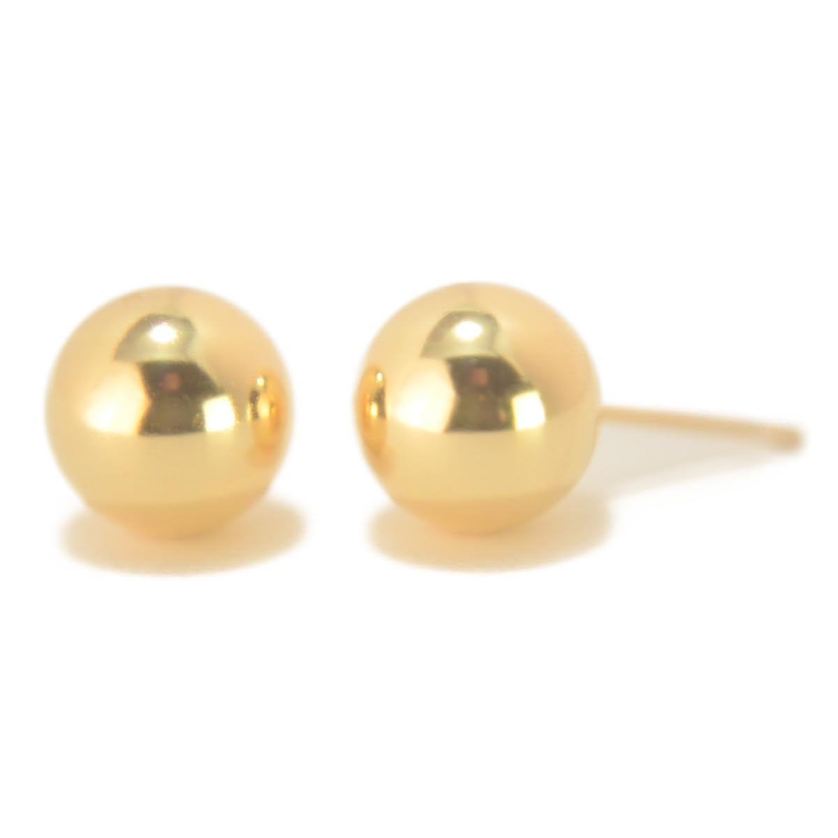 Amazon | 【18金ピアス】 丸玉ピアス 8mm イエローゴールド ボール 1