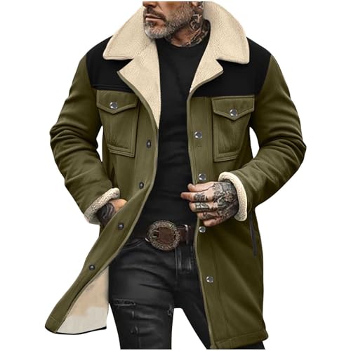 Muscularfit Faux Leather Long Trench Coats Men Vintage Suede