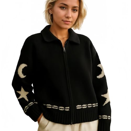 Ponitrack Star Cardigans for Women Knit Button Up Sweater Coat