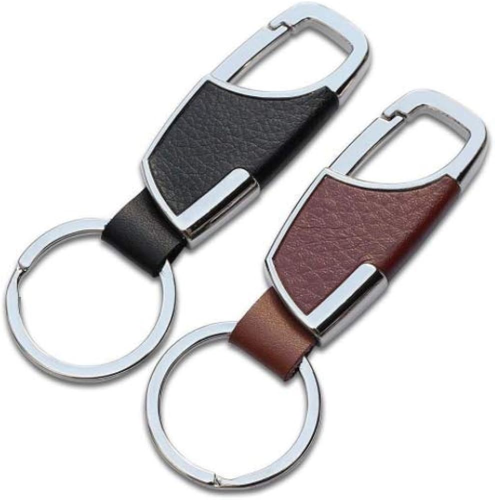Yrighjo 2PCS Stainless Steel Key Chain with Leather Heavy Duty