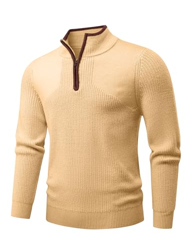 JMIERR Men's Quarter Zip Pullover Casual Lightweight Fasion Mock
