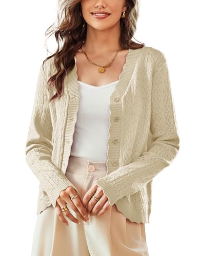 KANCY KOLE Cropped Cardigan Sweater for Women, Lightweight Long
