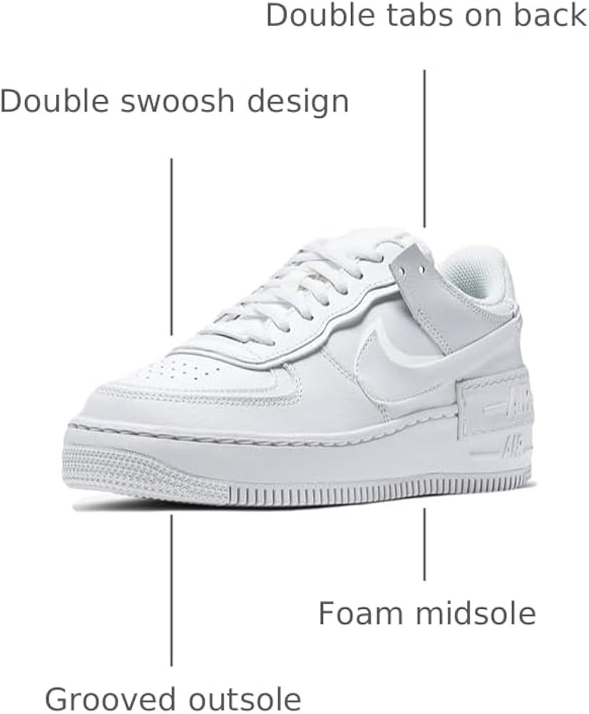 Amazon.com | Nike W Af1 Shadow Women's Basketball Shoes, White, 5
