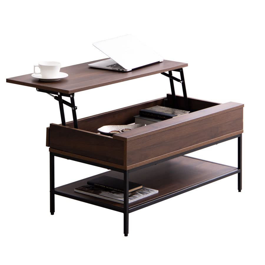 Amazon.co.jp: 家具350 センターテーブル 昇降式 収納 高さ調整 棚板