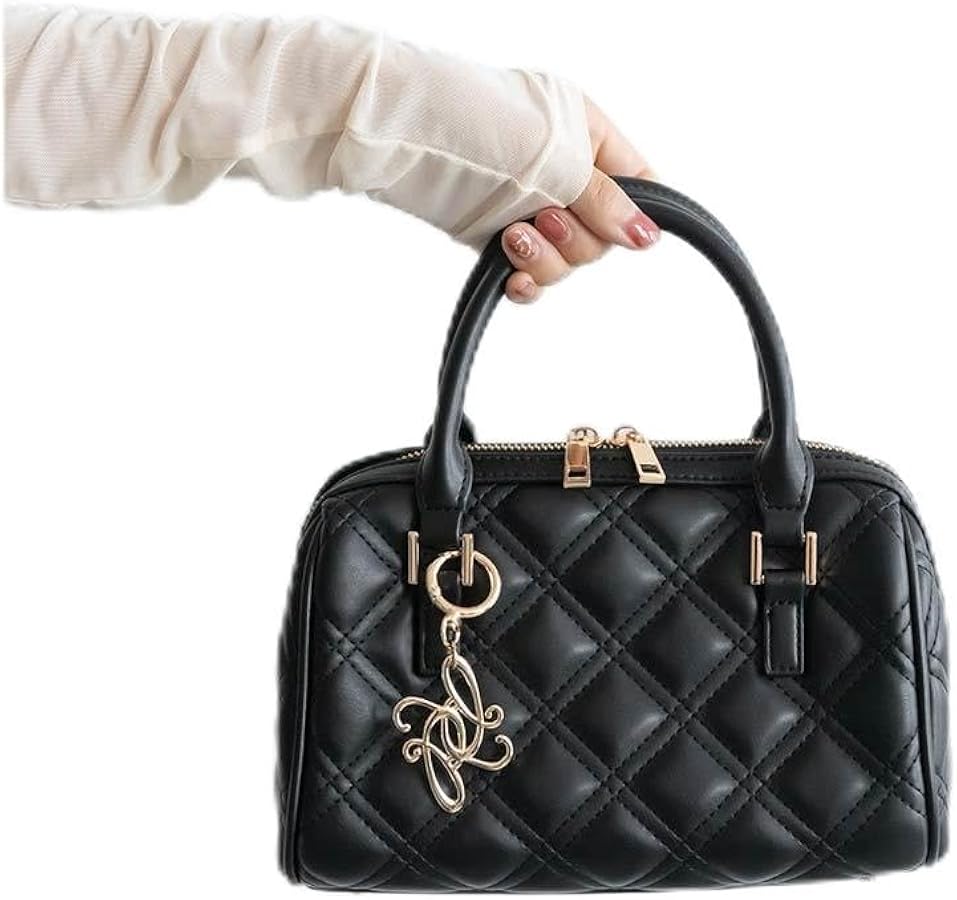 Amazon | [ランダ] キルティング2WAYボストンバッグ ブラック FREE