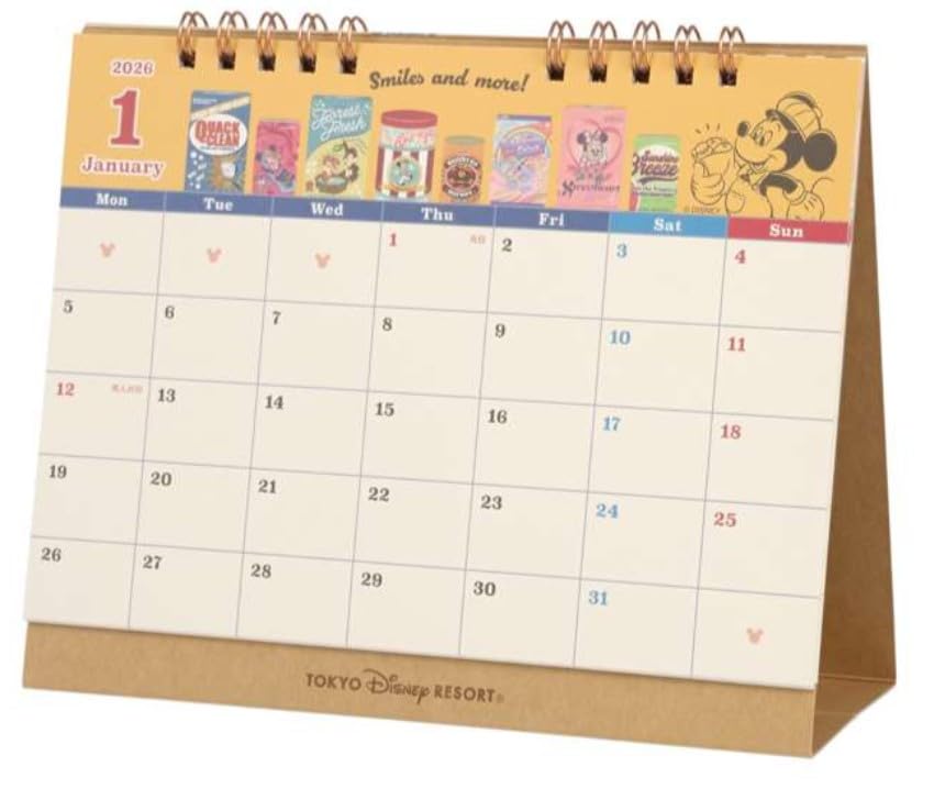 Amazon | ミッキー＆フレンズ 卓上 カレンダー 2026年（令和8年) 月曜