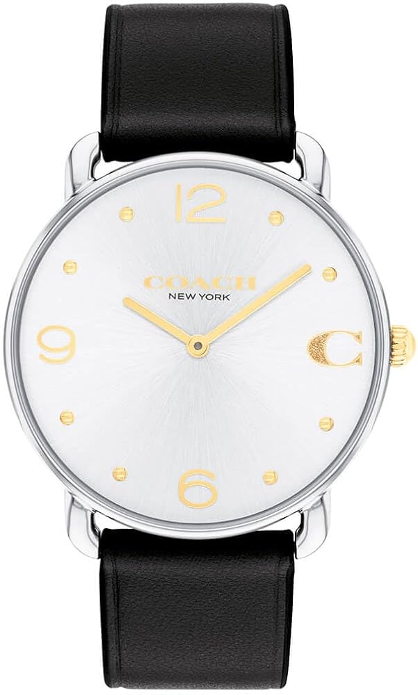 コーチ エリオット 36mm サンレイダイヤル ブラックレザーストラップ