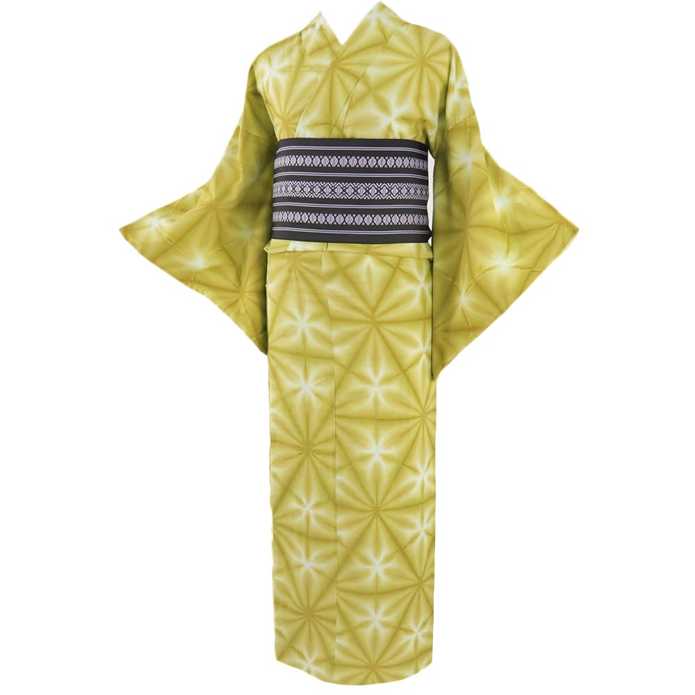 絞りの浴衣 黄色 L〜LLサイズの方OK 絞りの浴衣 黄色 L〜LLサイズの方