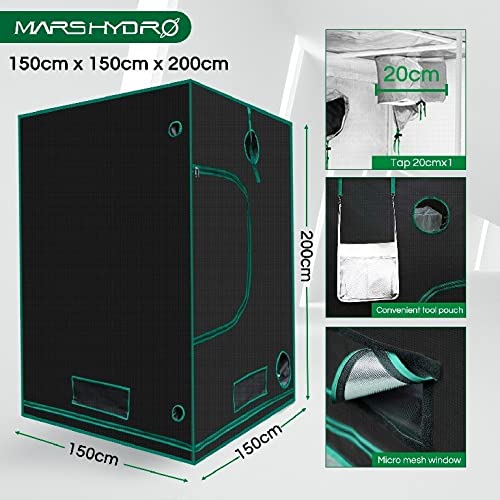 Amazon.co.jp: 【Mars Hydro】150×150×200 植物育成用グロウ水耕栽培