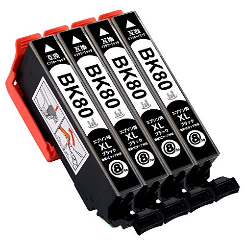 Amazon.co.jp: ICBK80L ブラック4本 増量版 エプソン用 新互換インク