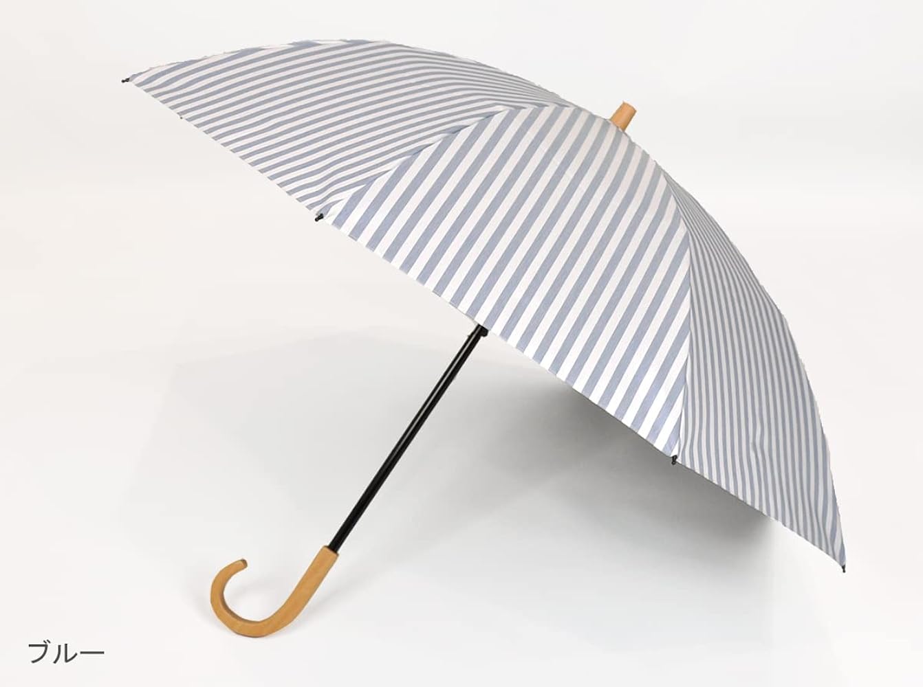 Amazon | サンバリア100 折り畳み日傘 2段折 ストライプ ブルー 木
