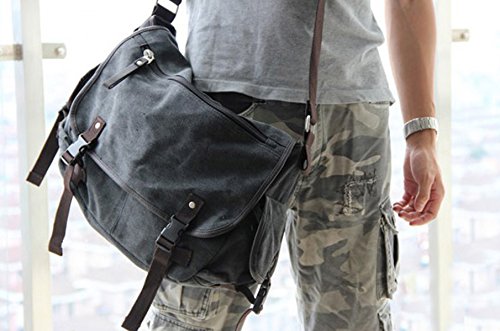 Amazon.com: [Upgraded] Vintage Canvas Messenger Bag 13 15.6 17