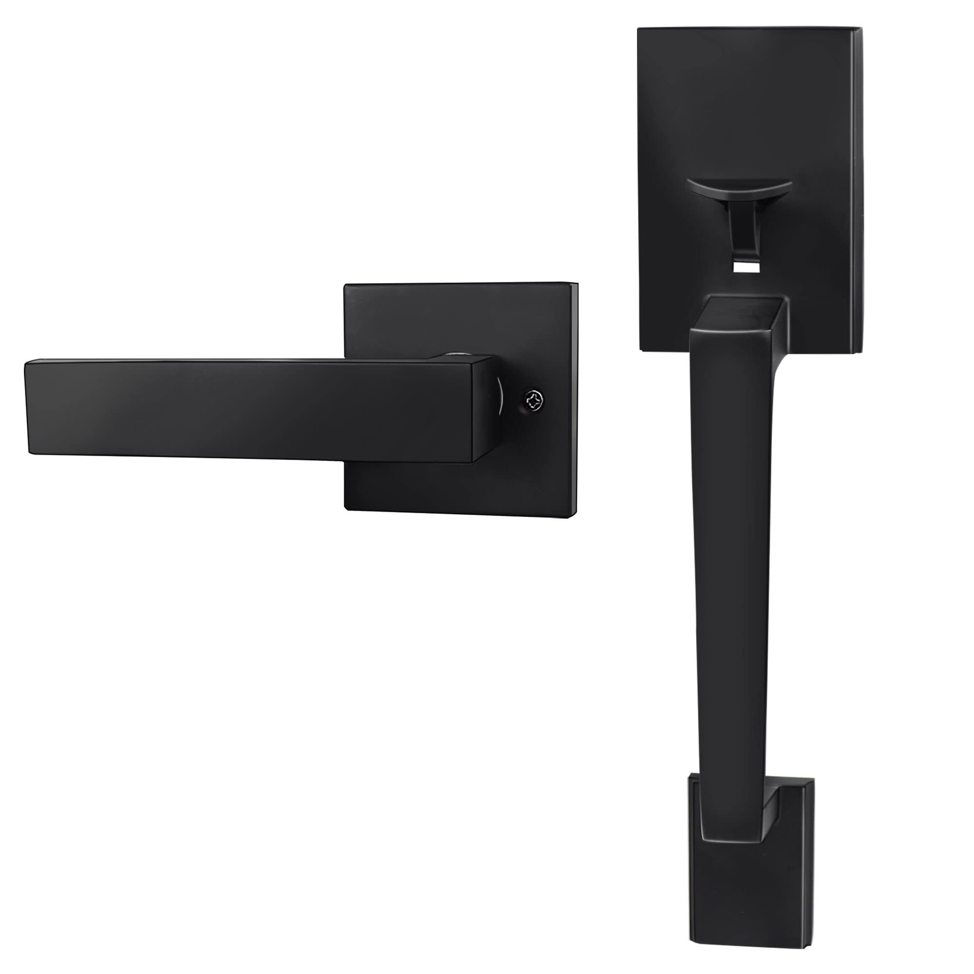 Azdele Matte Black Front Door Handle Set with Reversible Lever