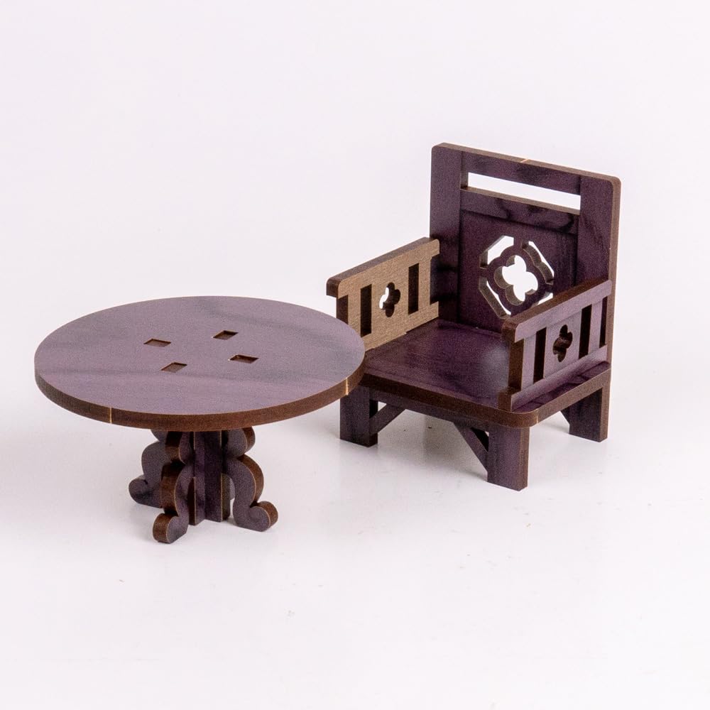 Amazon | 中華風円卓セット |1/12ミニチュア家具 ぬい､ねんどろ､ドール